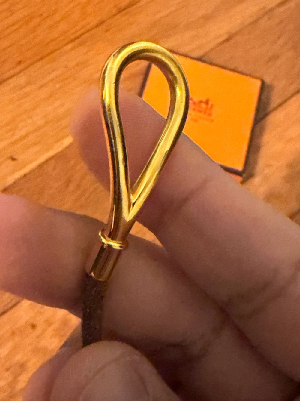 Hermes brown leather double wrap bracelet with gold hook - Picture 5 of 7